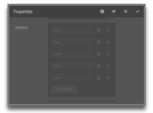 Touch UI dialog with multifield disabled through the custom adapter.